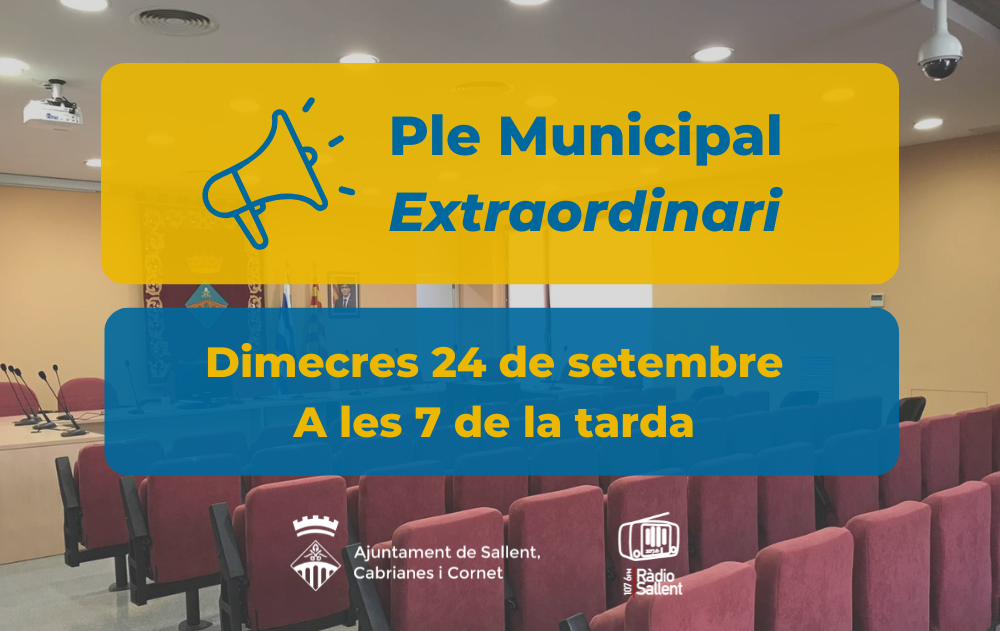 Convocatòria del Ple Municipal ordinari del 24 de setembre de 2025