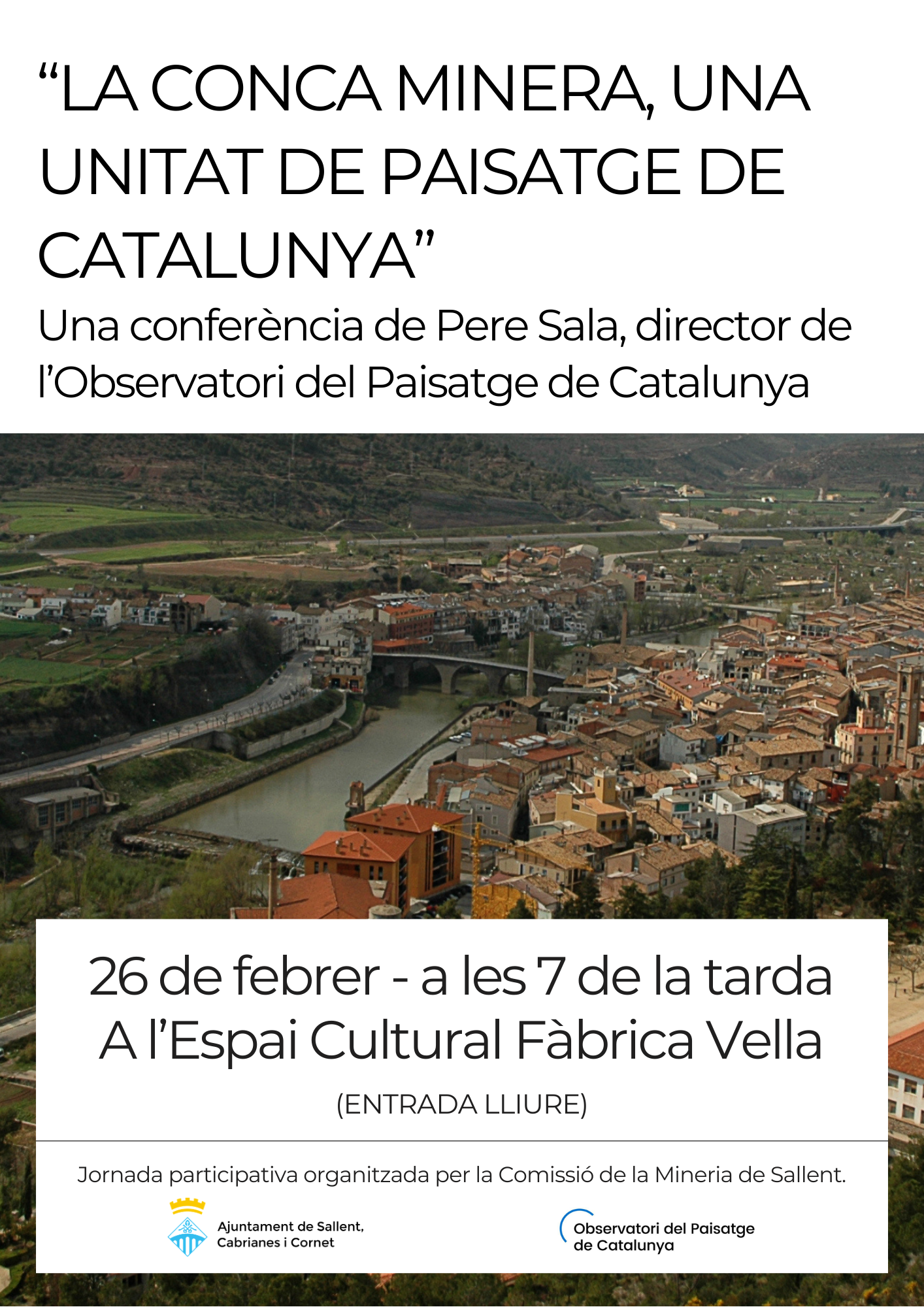 Conferencia �??La conca minera, una unitat de paisatge de Catalunya�?� de Pere Sala