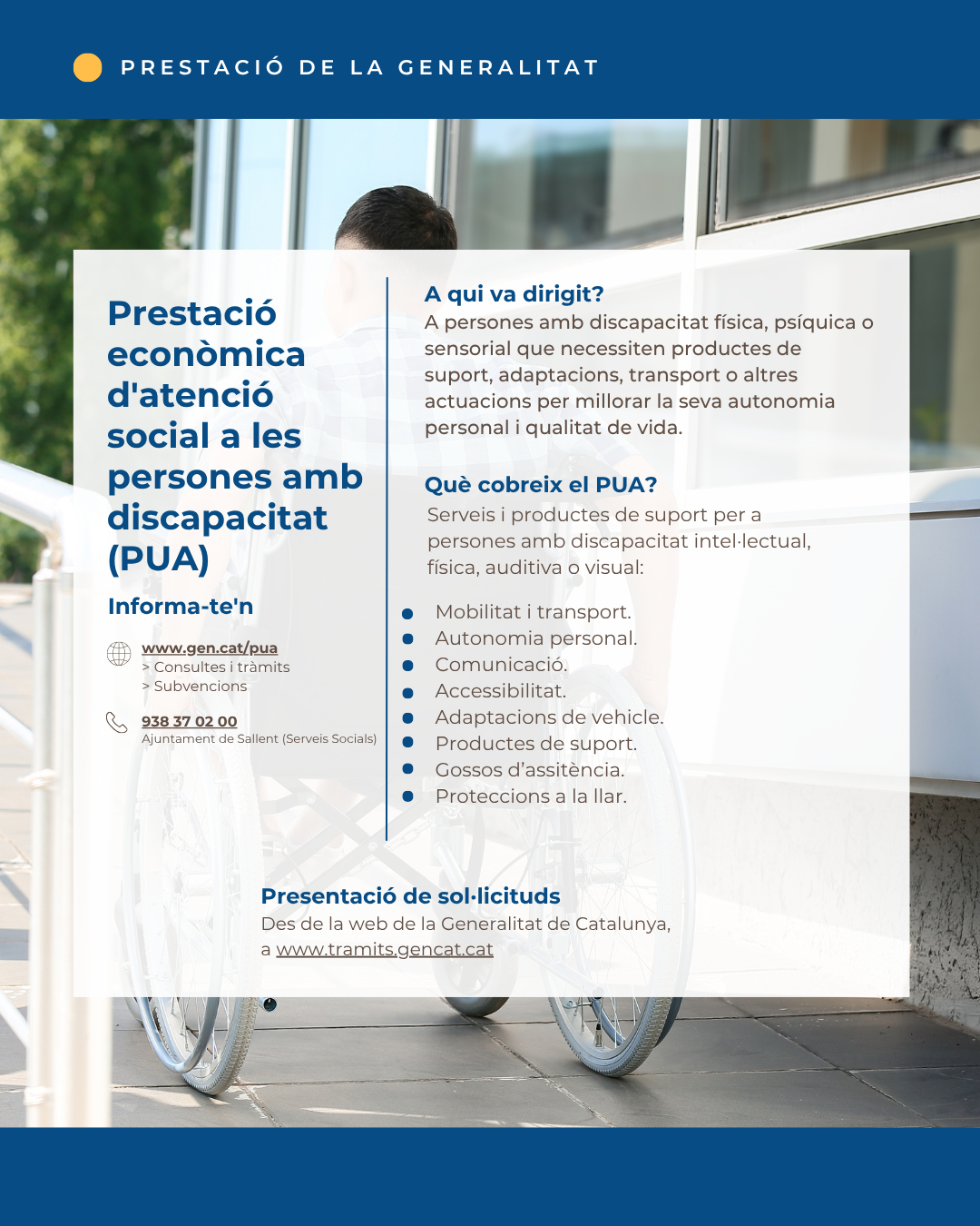 Oberta la convocat&ograve;ria dels ajuts PUA 2026 per a productes de suport per a persones amb discapacitat