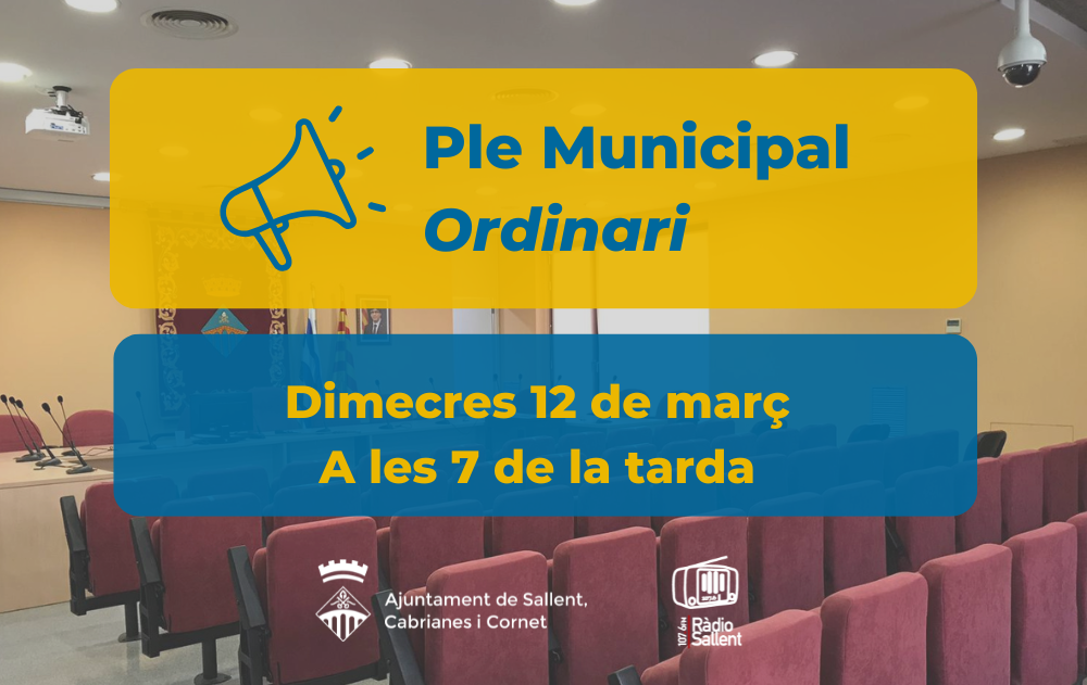 Convocatòria del Ple Municipal ordinari del 12 de març de 2025