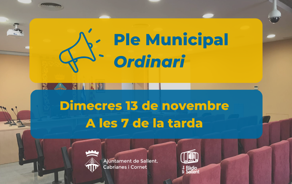 Convocatòria del Ple Municipal ordinari del 13 de novembre de 2024