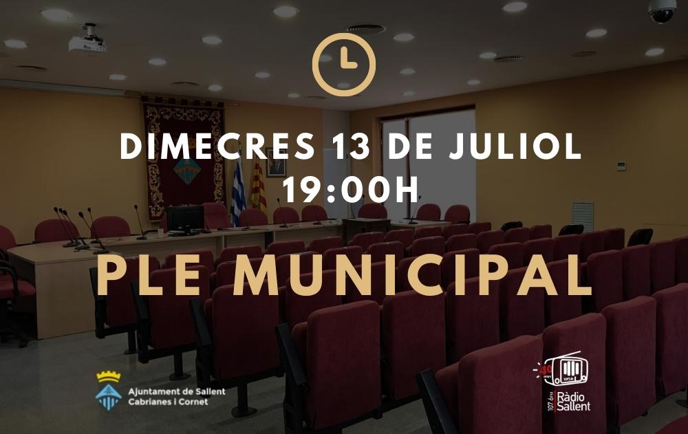Convocatòria del Ple Municipal del 13 de juliol de 2022