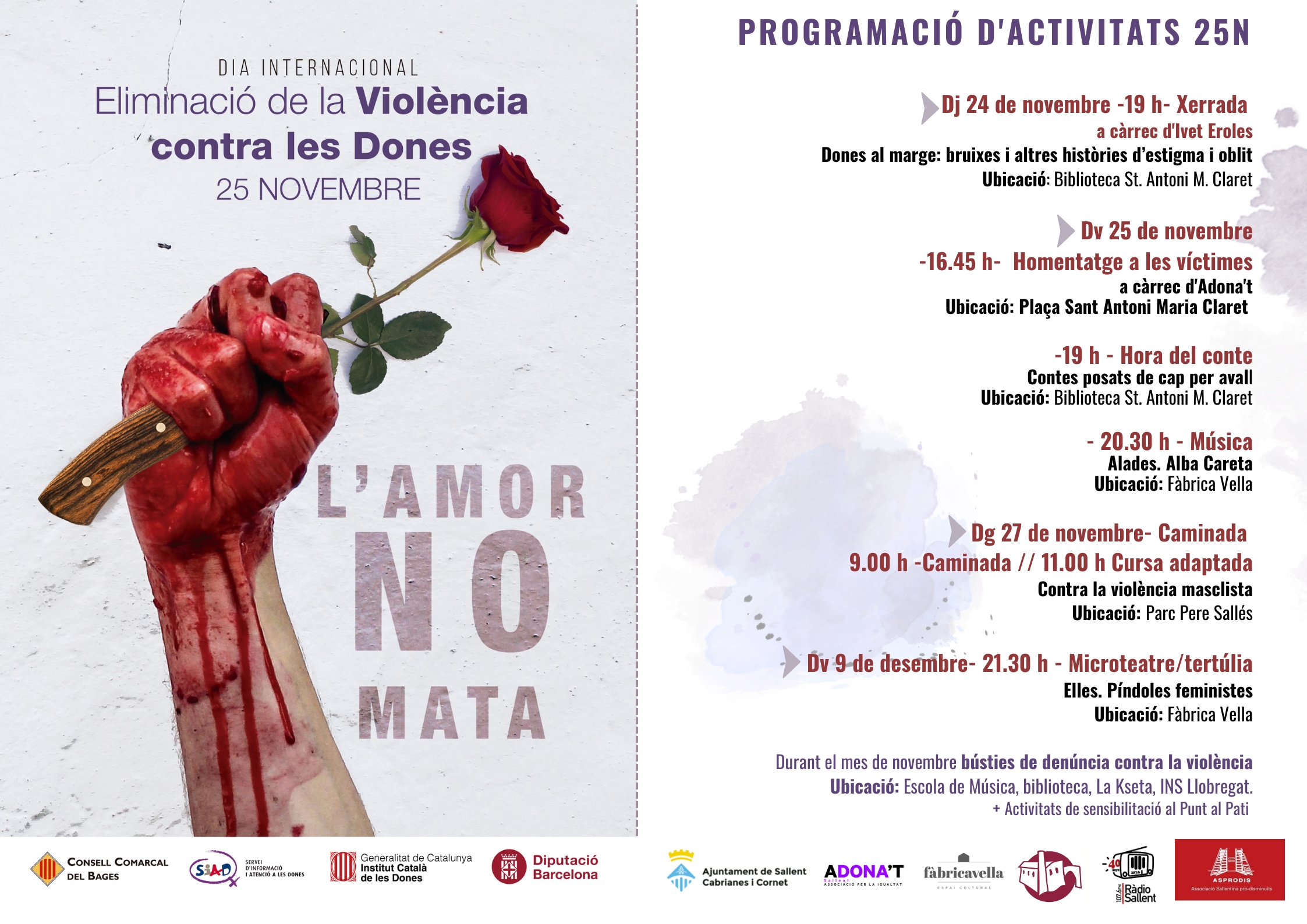 Programació activitats Dia Internacional de l'Eliminació de la Violència contra les Dones