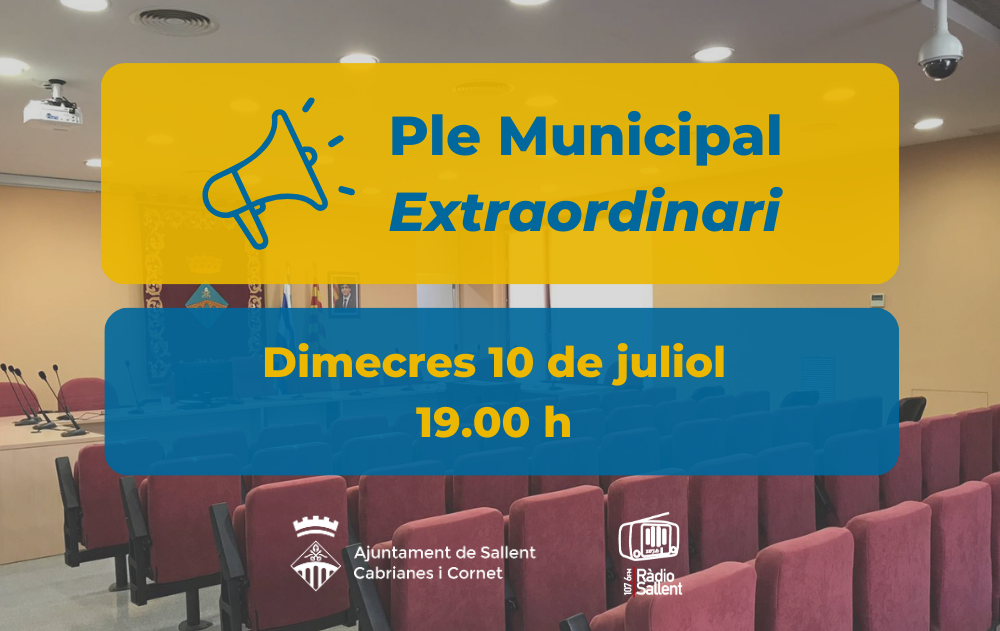 Convocatòria del Ple Municipal ordinari del 10 de juliol de 2024