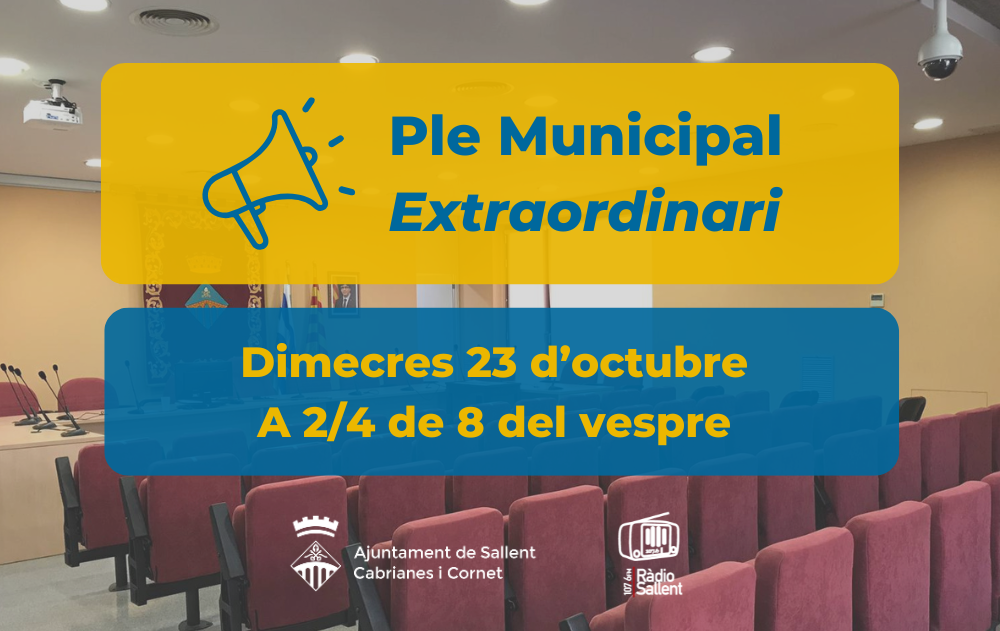 Convocatòria del Ple Municipal extraordinari del 23 d'octubre de 2024