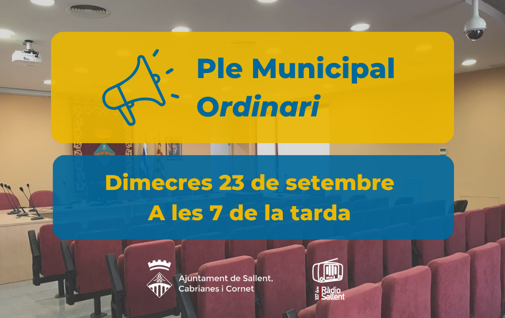 Convocat&ograve;ria del Ple Municipal ordinari del 23 de setembre de 2026